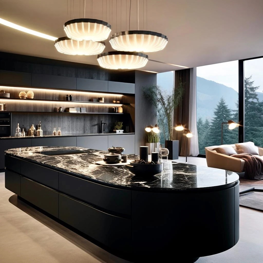 Contemporary kitchen defined by warm materials