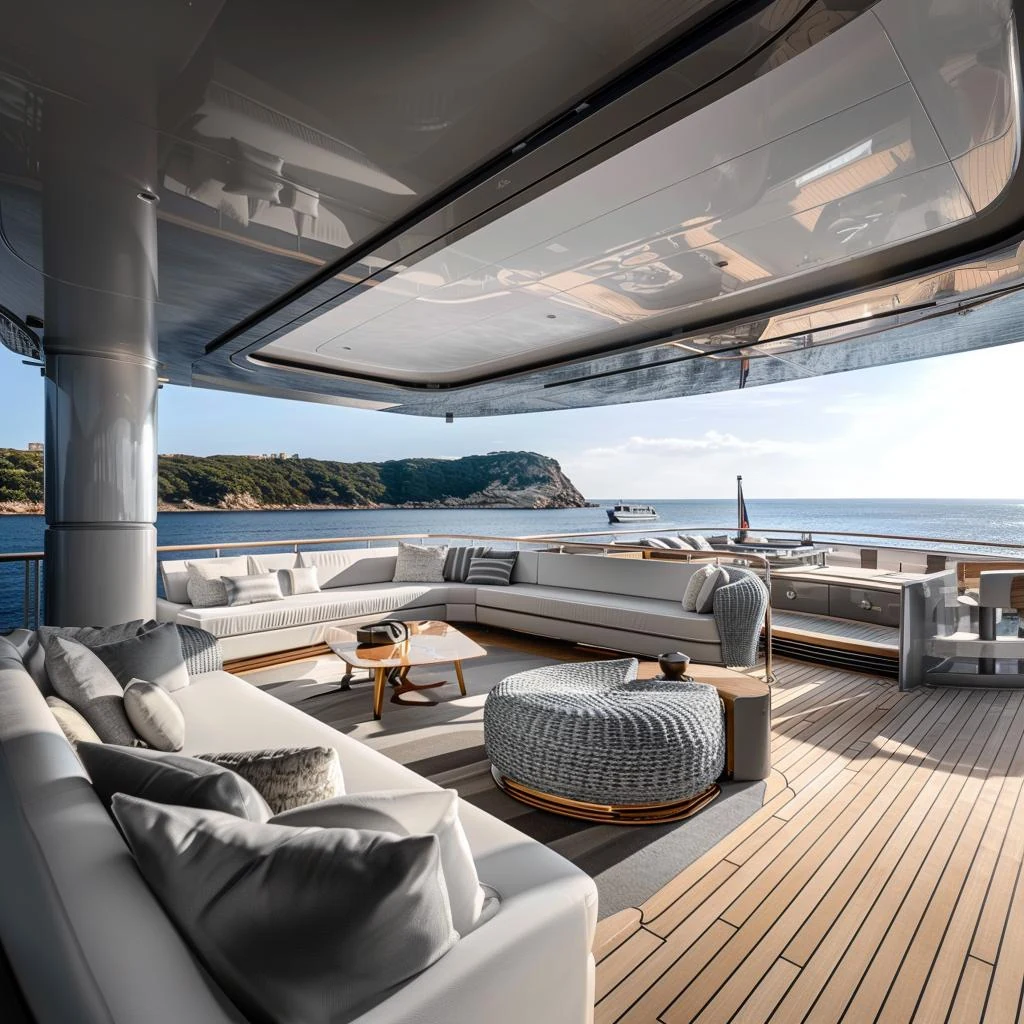 Luxury yacht deck overlooking the sea